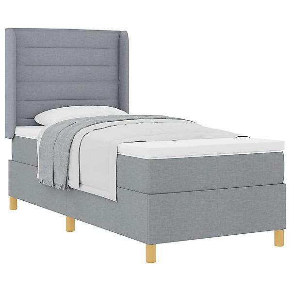 vidaXL Boxspringbett mit Matratze Hellgrau 100 x 200 cm Stoff 3341756 günstig online kaufen