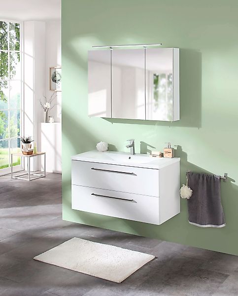 welltime Spiegelschrank "Torino made in Germany", Breite 100 cm, 3-türig, L günstig online kaufen