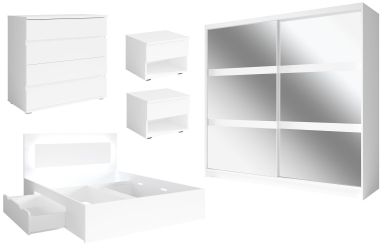 Feldmann-Wohnen Komplettschlafzimmer Fino, (Schiebetürenschrank, Doppelbett günstig online kaufen