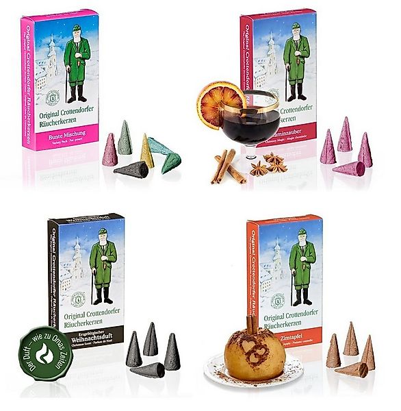 Crottendorfer Duftkerze 4er Set Erzgebirgische Weihnachtsdüfte, Räucherkerz günstig online kaufen