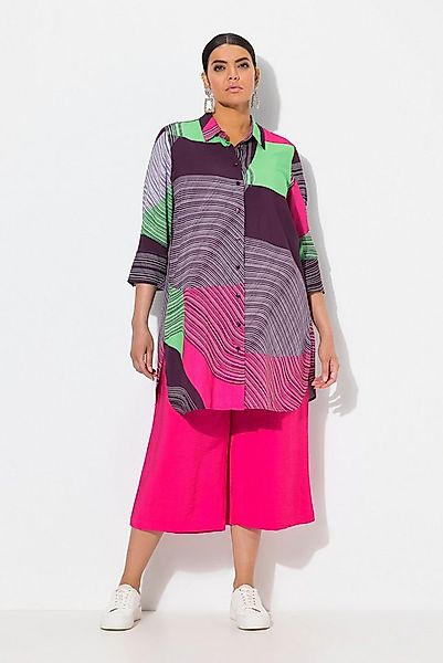 Ulla Popken Longbluse Hemdbluse längere A-Linie Hemdkragen 3/4-Arm günstig online kaufen