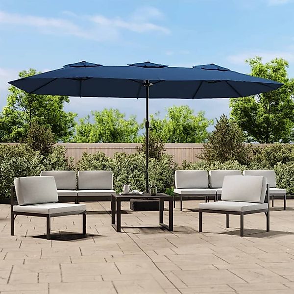 vidaXL Ampelschirm, Doppel-Sonnenschirm Azurblau 449x245 cm günstig online kaufen
