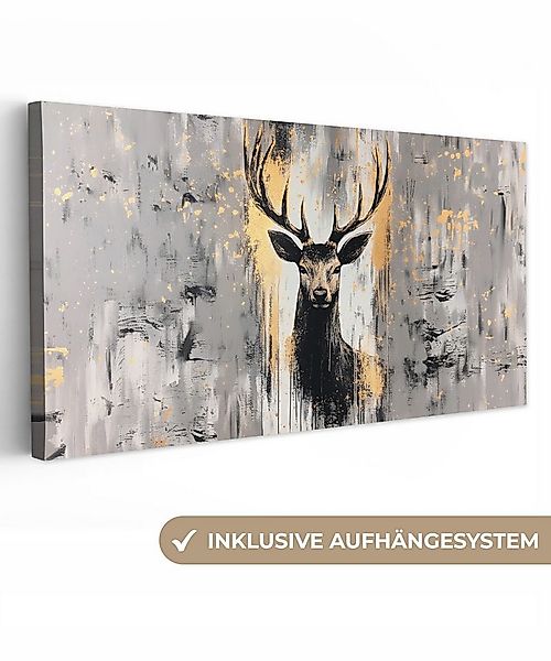 OneMillionCanvasses® Leinwandbild Panorama Abstrakt - Hirsch - Geweih - Gol günstig online kaufen