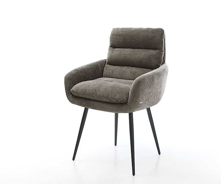 Esszimmerstuhl Abelia-Flex mit Armlehnen Bouclé Soft Schlamm 4-Fuß konisch günstig online kaufen