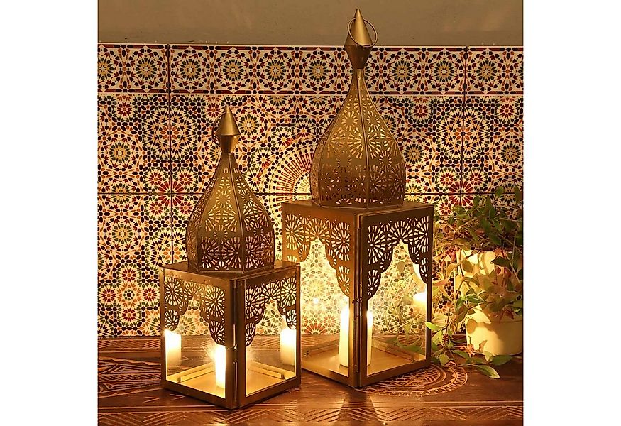 Casa Moro Kerzenlaterne Ramadan Laterne Gold 2er Set orientalisches Windlic günstig online kaufen