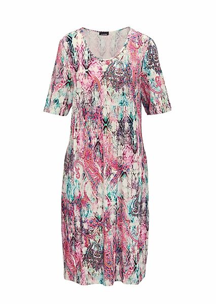 GOLDNER Jerseykleid "Elastisches Jerseykleid mit modischem Druck" Raffungen günstig online kaufen