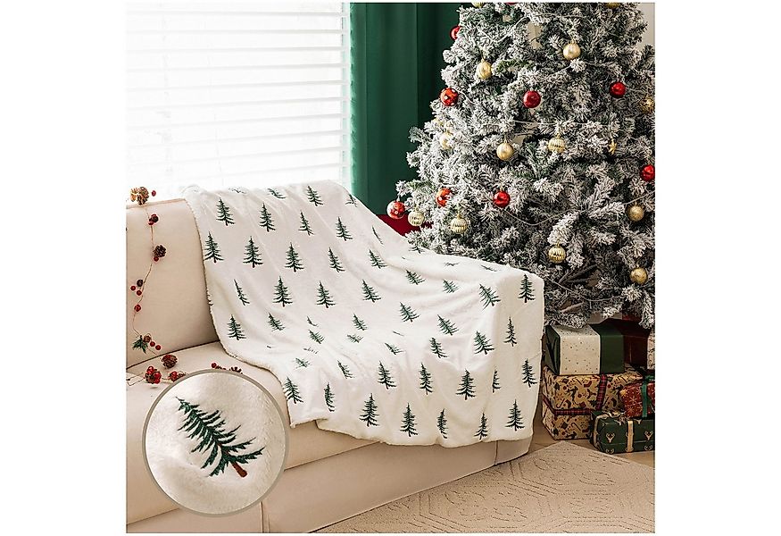 Wohndecke Shaggy Decke Stickerei Weihnachtsbaum Babydecke,Zotteliges Fell, günstig online kaufen