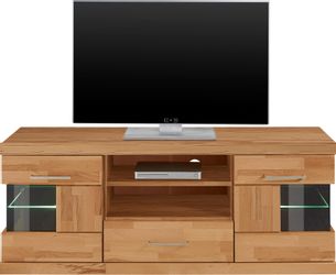 Home affaire Lowboard "Ribe,140cm breit, Fronten Massivholz,6 Fächer,Kabeld günstig online kaufen