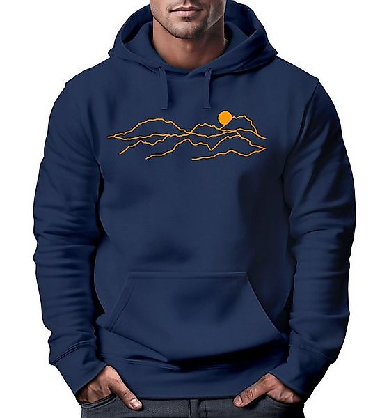 Neverless Hoodie Hoodie Herren Print Aufdruck Outdoor Motiv Line Art Wander günstig online kaufen