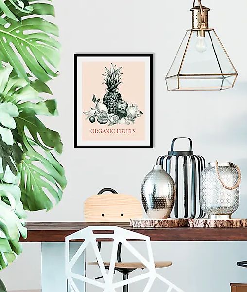 queence Bild »Organic Fruits«, Obst-Obst Bilder-Schriftzug-Kunst-Pflanzen-P günstig online kaufen