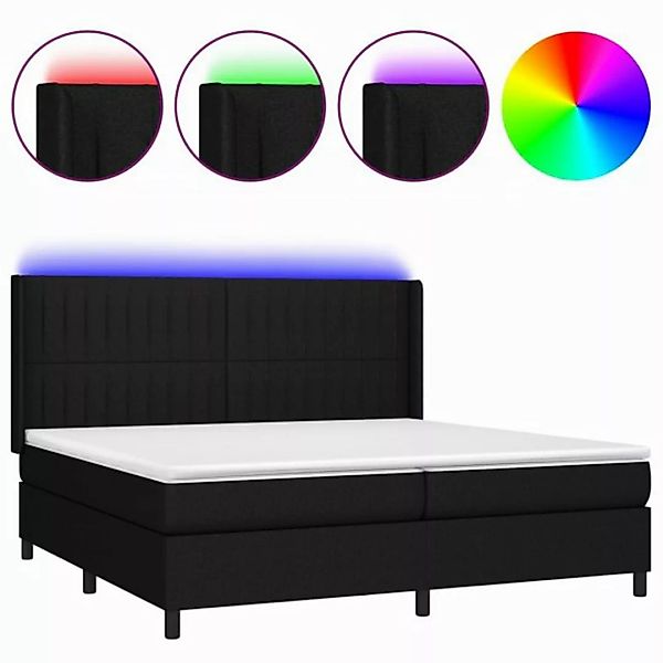 vidaXL Boxspringbett Boxspringbett mit Matratze LED Schwarz 200x200 cm Stof günstig online kaufen