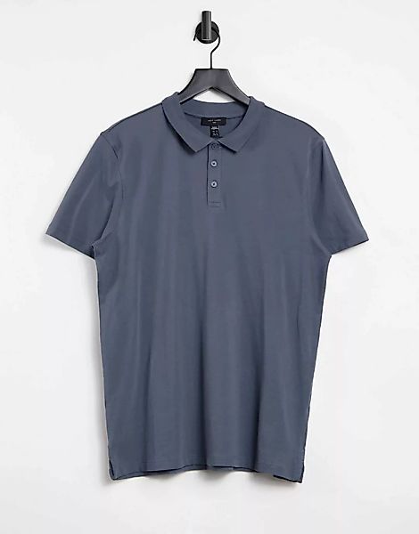 New Look – Polohemd aus Jersey in Blau günstig online kaufen