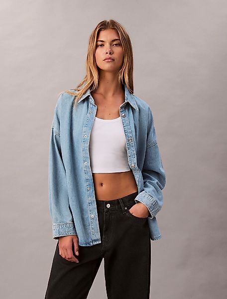 Calvin Klein Jeans Hemdbluse "RLXD LNN DNM SHRT AR", Mit Rundhalsausschnitt günstig online kaufen