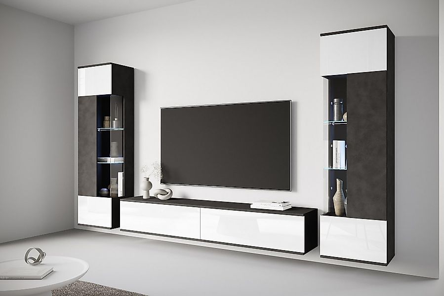 INOSIGN Wohnwand Kenia, Vitrine Türanschlag links/rechts wechselbar, (3-St) günstig online kaufen