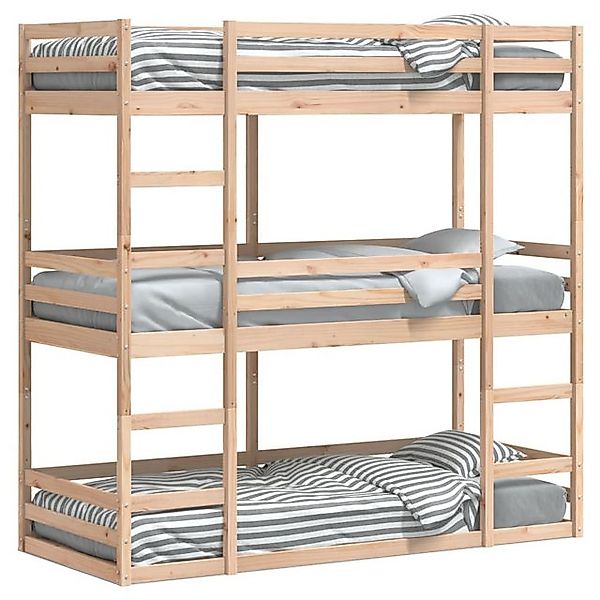 vidaXL Bett, Dreifach-Etagenbett 75x190 cm Massivholz Kiefer günstig online kaufen