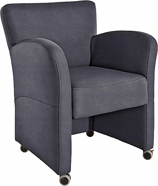exxpo - sofa fashion Sessel "Cortado, Loungesessel auf Rollen, schmale Arml günstig online kaufen