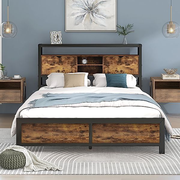 HAUSS SPOLE Metallbett 140x200cm mit Stauraum-Kopfteil günstig online kaufen