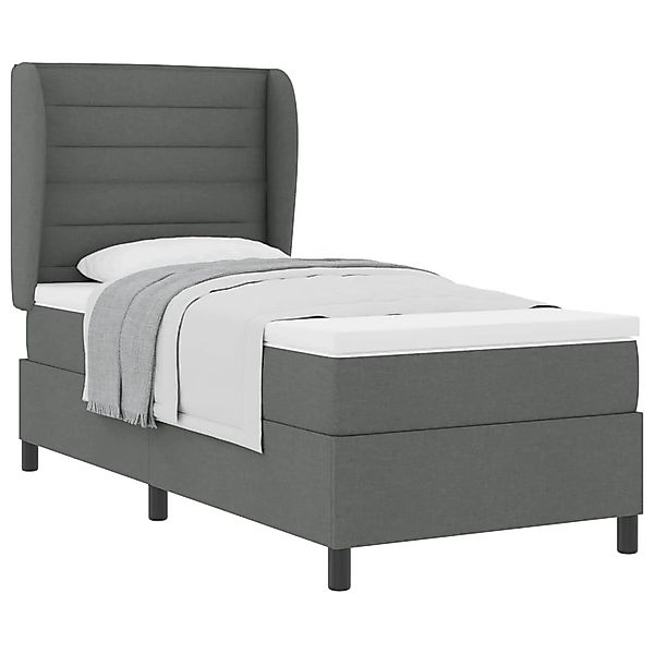 vidaXL Boxspringbett mit Matratze Dunkelgrau 90 x 190 cm Stoff 3340474 günstig online kaufen