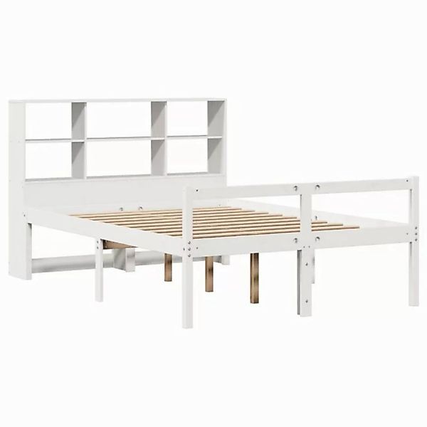 vidaXL Bett Massivholzbett mit Regal ohne Matratze Weiß 150x200 cm Kiefer günstig online kaufen