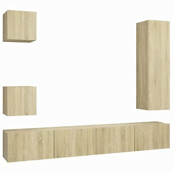 furnicato TV-Schrank 5-tlg. TV-Schrank-Set Sonoma-Eiche Holzwerkstoff (1-St günstig online kaufen