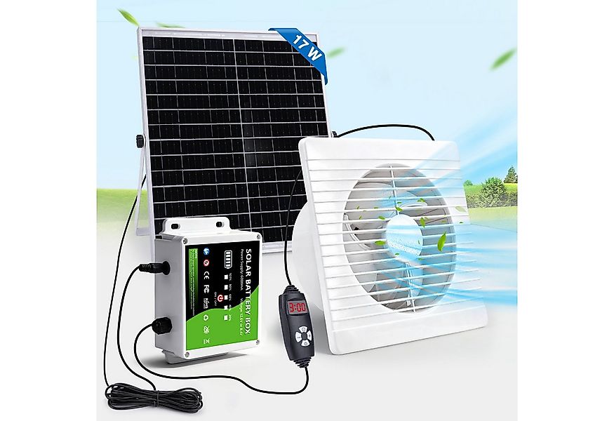 XERSEK Wandventilator Abluftventilat mit 22W Solarpanel Wandlüfter inkl. Ti günstig online kaufen