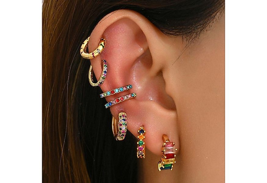 trends for living Ohrring-Set 7er Ohrring-Set Messing vergoldet und mit far günstig online kaufen