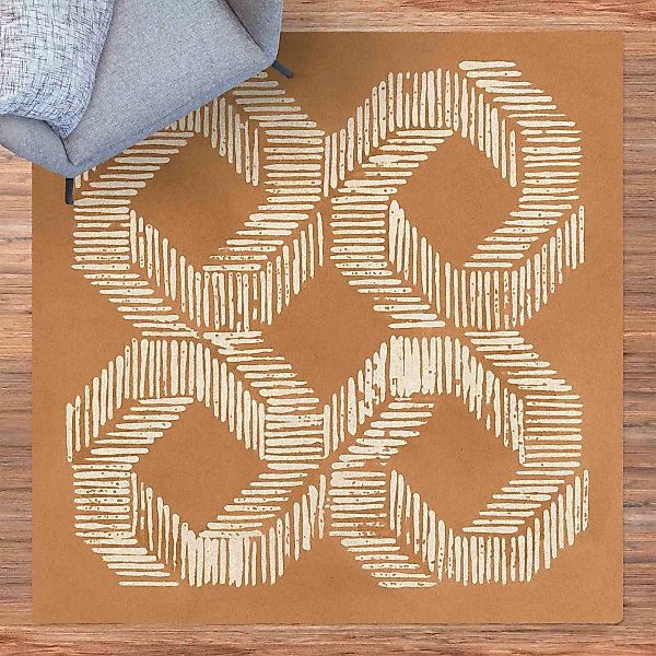 Kork-Teppich Sandfarbene moderne Geometrie II günstig online kaufen