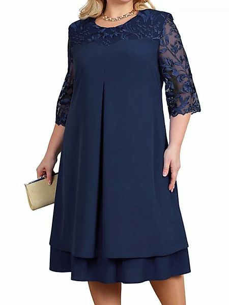 DYMADE Cocktailkleid Damen Elegant Übergröße Chiffon 2-in-1-Kleid mit Mesh günstig online kaufen
