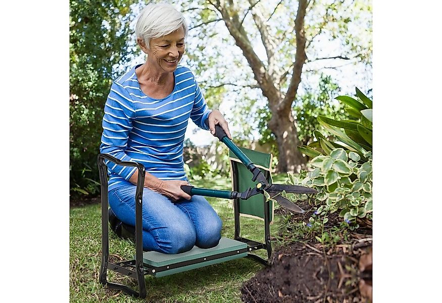 Outsunny Arbeitshocker 2-in-1 Kniehilfe, Klappbar, Werkzeugtasche, EVA-Scha günstig online kaufen