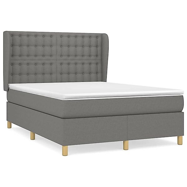 vidaXL Boxspringbett mit Matratze Dunkelgrau 140x200 cm Stoff1372678 günstig online kaufen