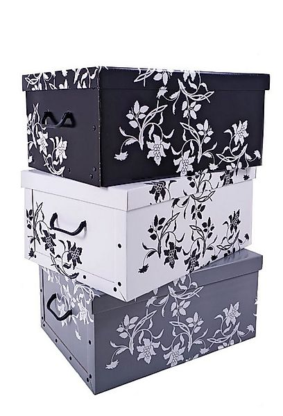 Spetebo Aufbewahrungsbox Storage Box 49x39x24 - 3er Set - Blumenmuster (Set günstig online kaufen