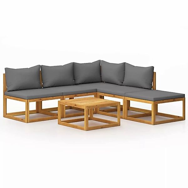 6-tlg. Garten-lounge-set Mit Auflagen Massivholz Akazie günstig online kaufen