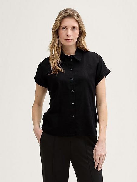 TOM TAILOR Kurzarmbluse Loose Fit Bluse mit Leinenanteil günstig online kaufen