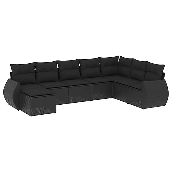 vidaXL 8-Tlg Garten-Sofagarnitur mit Kissen Schwarz Poly Rattan 3221754 günstig online kaufen