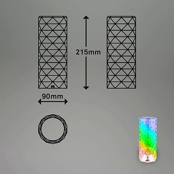 Brilo Akku-Tischleuchte Kristalloptik 2,3W mit RGB 21,5 cm x 9 cm günstig online kaufen