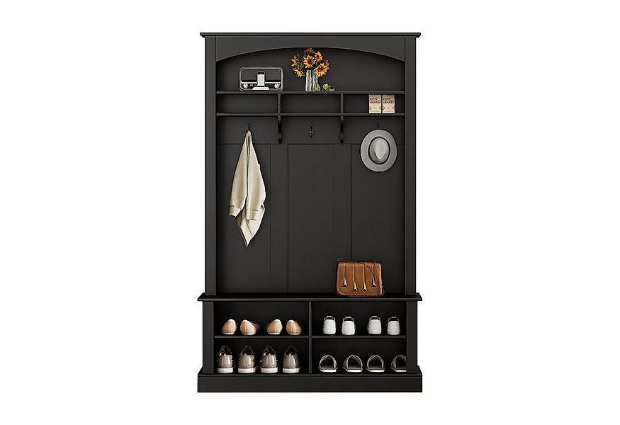 KLAM HOME Garderoben-Set Garderobenständer Garderobe mit Bank und Schuhabla günstig online kaufen