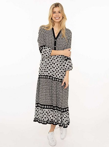 Zwillingsherz Maxikleid "Geometric" Ornamentmustermix, Knopfleiste, 3/4 Arm günstig online kaufen