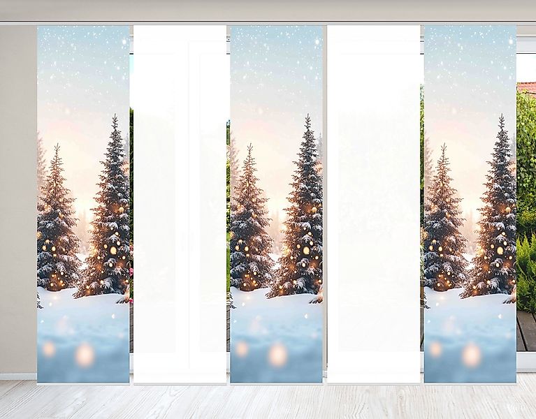 HOME WOHNIDEEN Schiebegardine "SCHNEETANNEN" Paneelwagen 5 Stk. tlg. SET, S günstig online kaufen