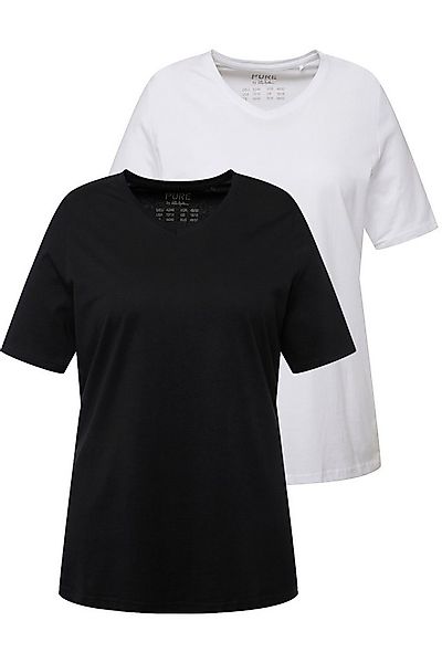 Ulla Popken T-Shirt T-Shirts 2er-Pack V-Ausschnitt Halbarm (2-tlg) günstig online kaufen