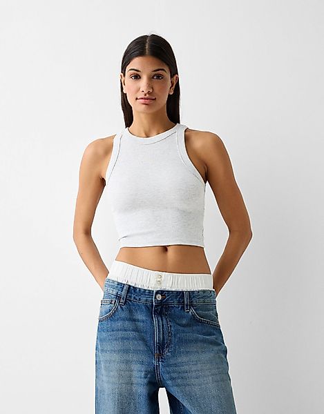 Bershka Ärmelloses Shirt Mit Patentmuster Damen L Grau günstig online kaufen