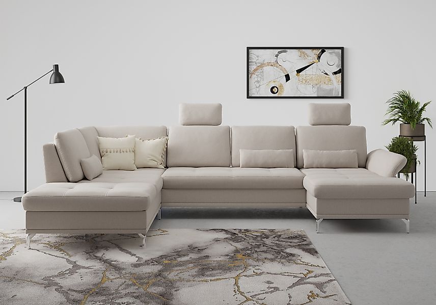 Home affaire Wohnlandschaft »Palm Beach U-Form« Federkern, mit Sitztiefenve günstig online kaufen