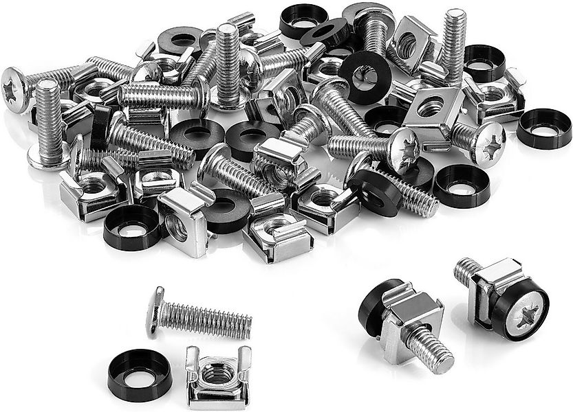 Poppstar Schrauben-Set Rack-Schrauben & Käfigmuttern M6 x 20mm für 10“ / 19 günstig online kaufen