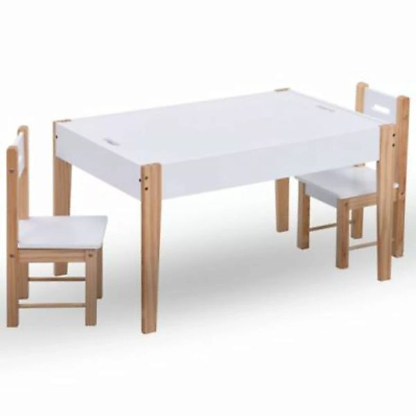 3-tlg. Kinder-Kreidetafel-Tisch und Stuhl-Set weiß günstig online kaufen