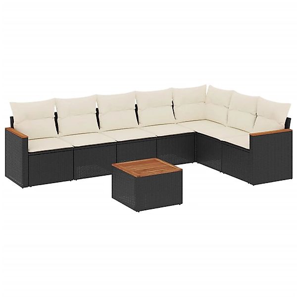 vidaXL 8-Tlg Garten-Sofagarnitur mit Kissen Schwarz Poly Rattan 3258437 günstig online kaufen