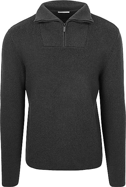 Knowledge Cotton Apparel Wollpullover Half Zip Anthrazit - Größe L günstig online kaufen