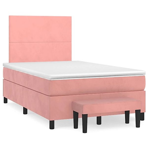 vidaXL Boxspringbett Boxspringbett mit Matratze Rosa 120x200 cm Samt Bett B günstig online kaufen