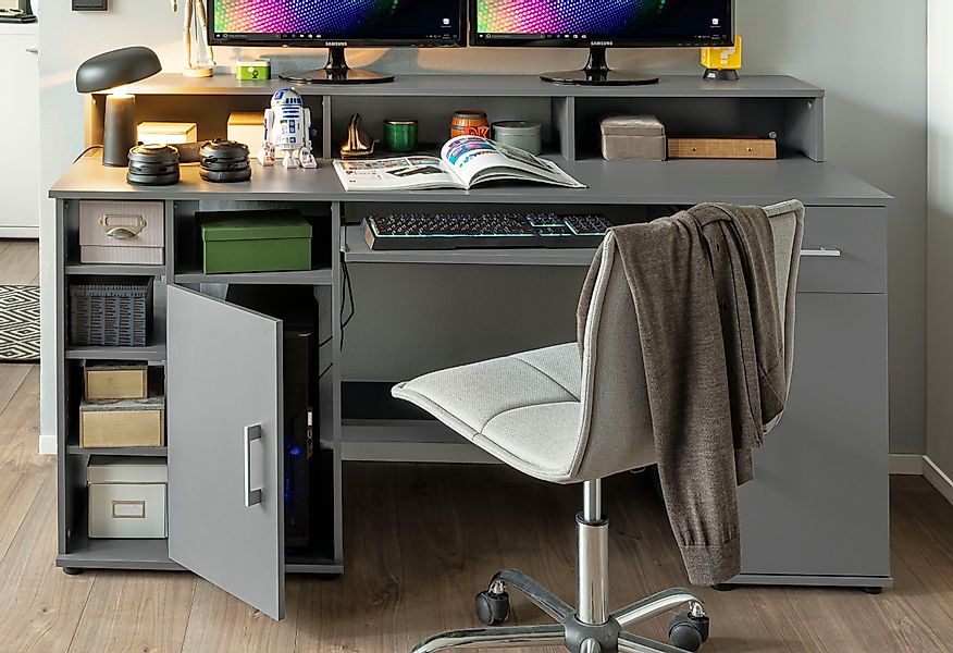 VOGL Möbelfabrik Schreibtisch "Timra mit Monitoraufsatz, Tastaturauszug & T günstig online kaufen