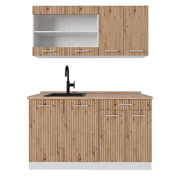 Vicco R-Line Singleküche Artisan Eiche/Weiß 140 cm AP Eiche ohne E-Geräte günstig online kaufen