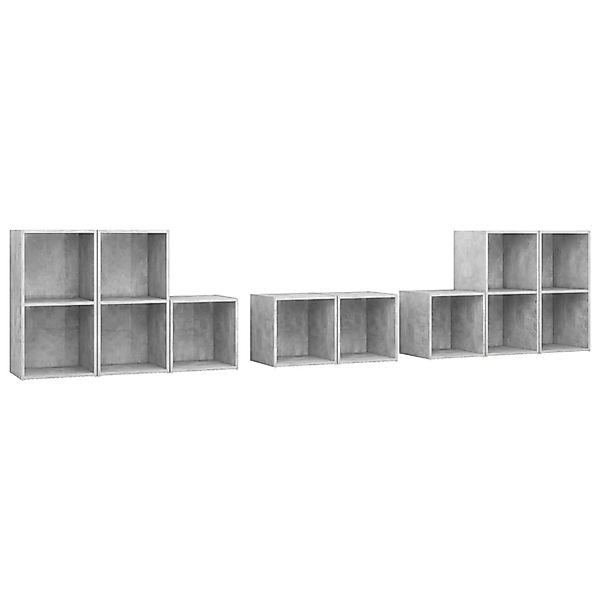 vidaXL 8-Tlg TV-Schrank-Set Betongrau Holzwerkstoff 3080064 günstig online kaufen