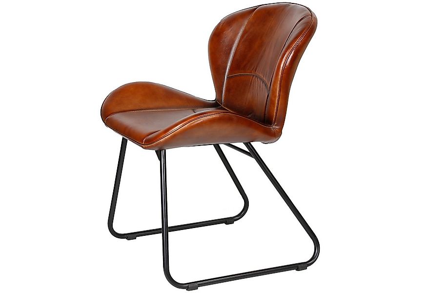 Casa Moro Polsterstuhl Lederstuhl Esszimmerstuhl Echt Leder Rot Braun (einz günstig online kaufen